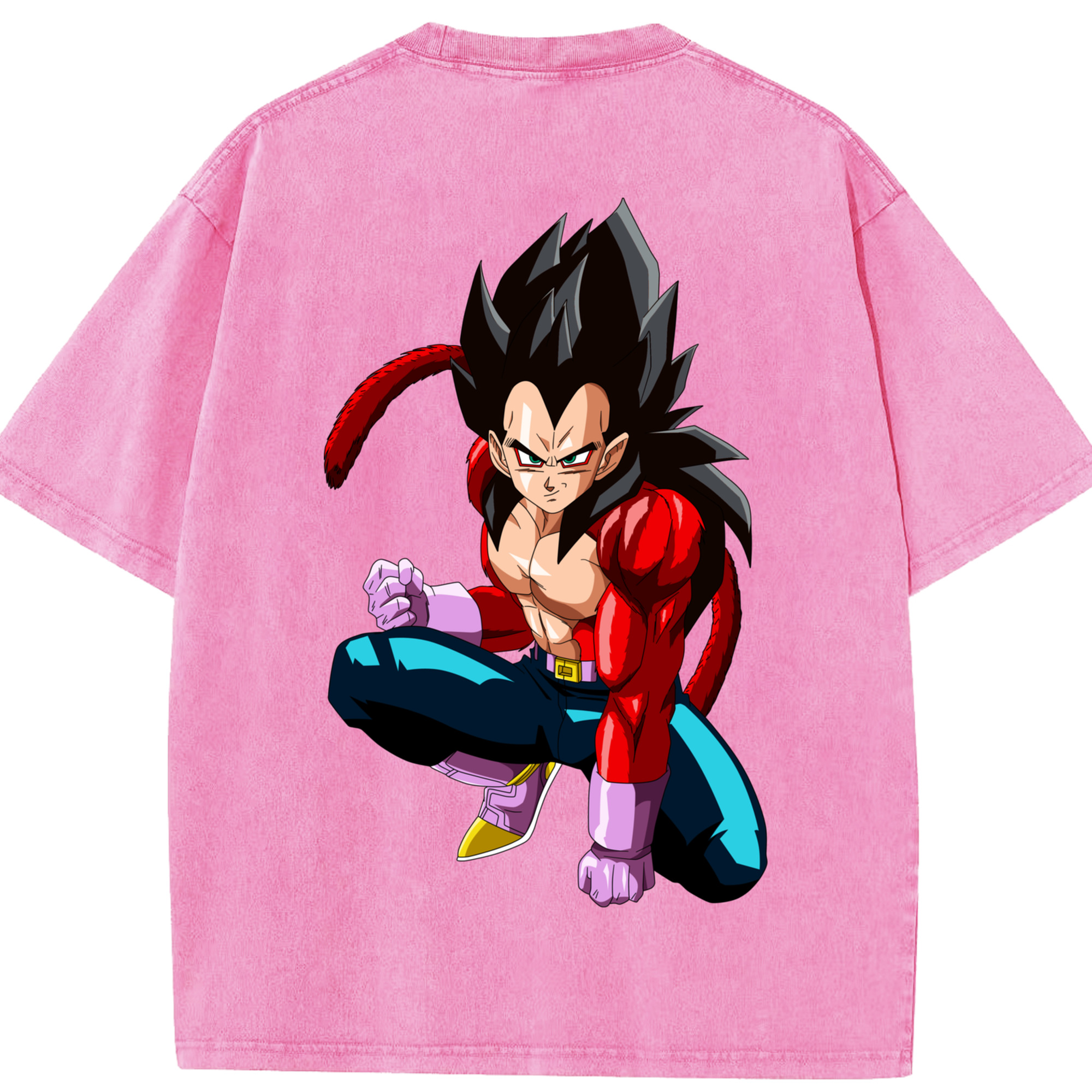 （画像用） ドラゴンボール ベジータ四世（Bejīta Yonsei）DRAGON BALL Vegeta IV 綿100% ヴィンテージ風 半袖Tシャツ（背面プリント）
